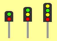 diagram of 2 3 and 4 aspect colour light signals